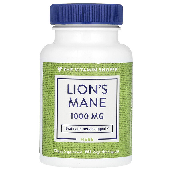 Львиная грива, 1000 мг, 60 растительных капсул (500 мг на капсулу) The Vitamin Shoppe