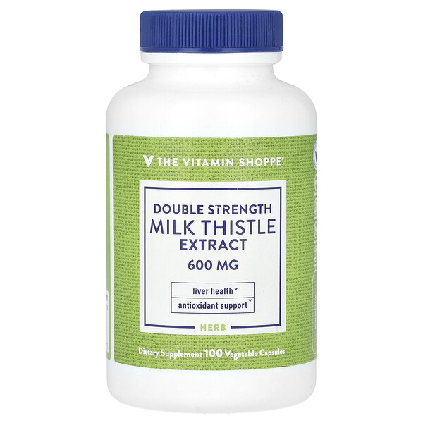 Double Strength Milk Thistle Extract, 600 mg, 100 Vegetable Capsules (Растительные капсулы) The Vitamin Shoppe