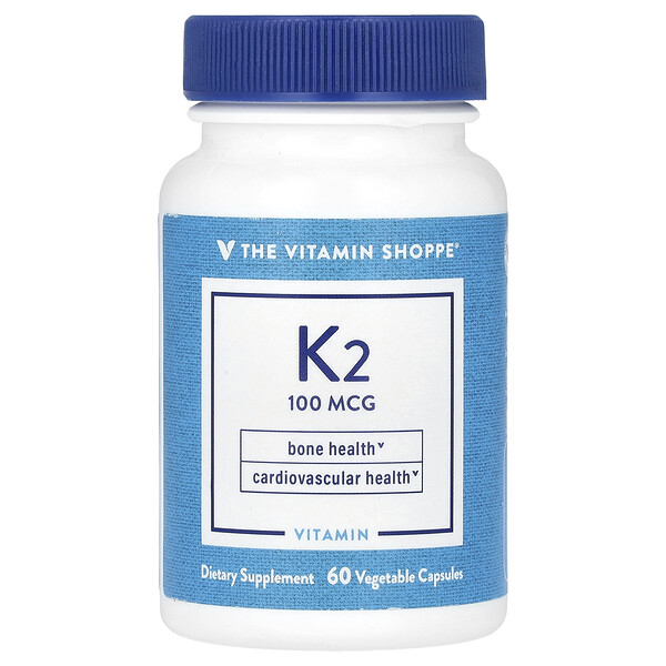 Витамин К2, 100 мкг, 60 растительных капсул The Vitamin Shoppe