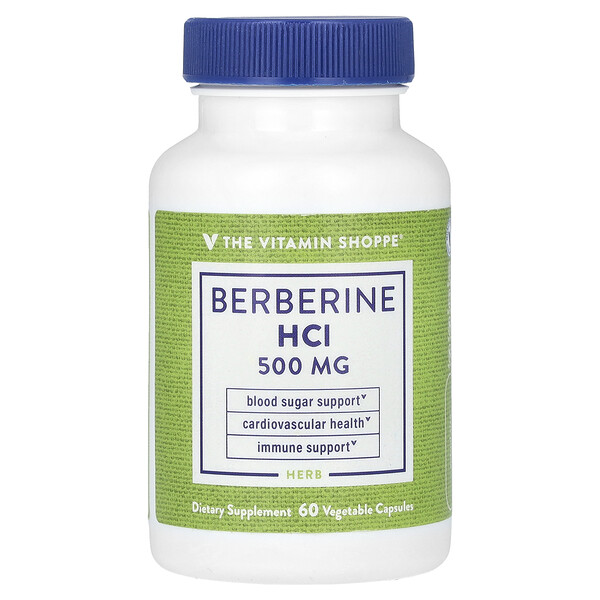 Берберин гидрохлорид, 500 мг, 60 растительных капсул The Vitamin Shoppe