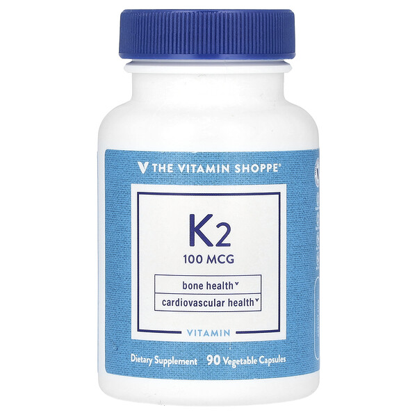 Витамин К2 - 100 мкг - 90 растительных капсул - The Vitamin Shoppe The Vitamin Shoppe
