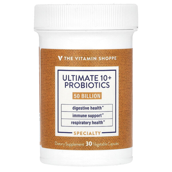Ultimate 10+ пробиотиков, 50 миллиардов КОЕ, 30 растительных капсул The Vitamin Shoppe