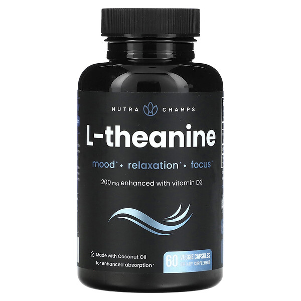 L-теанин, 200 мг, 60 растительных капсул NutraChamps