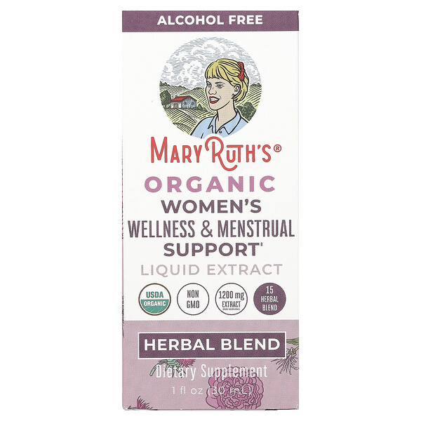 Органический жидкий экстракт для женского здоровья и поддержки менструального цикла, без спирта, 1 жидкая унция (30 мл) MaryRuth's
