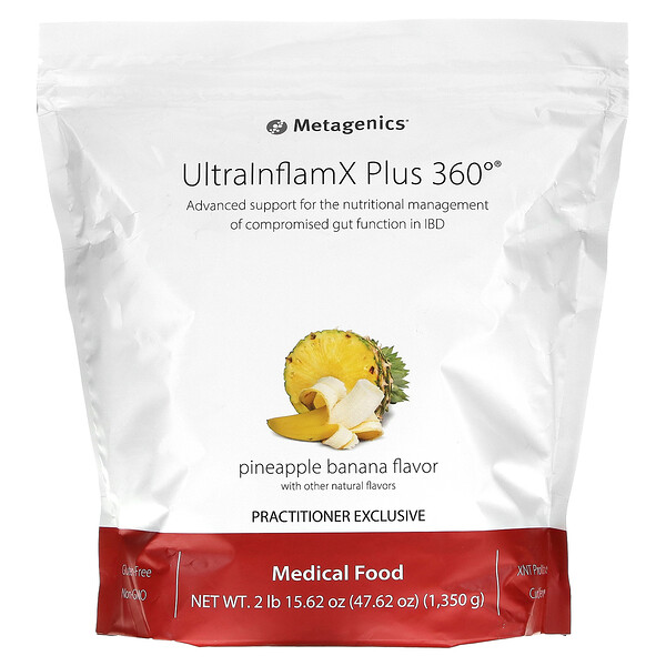UltralnflamX Plus 360°, Медицинское питание, ананас и банан, 47,62 унции (1350 г) Metagenics