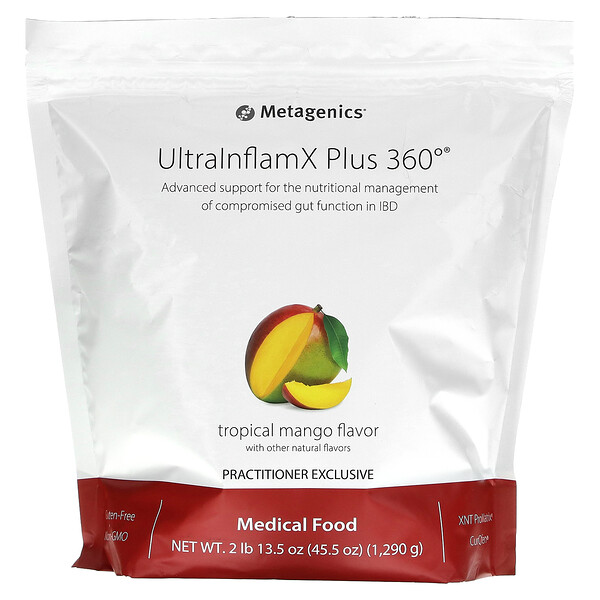 UltralnflamX Plus 360°, Медицинское питание, тропическое манго, 45,5 унций (1290 г) Metagenics