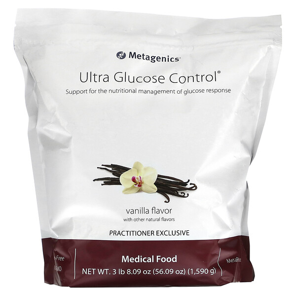 Ultra Glucose Control, Медицинское питание, ваниль, 3 фунта (8,09 унции) Metagenics