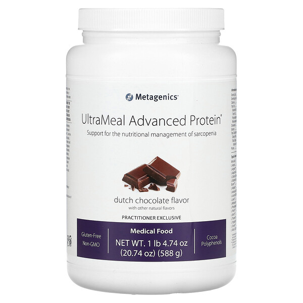 UltraMeal Advanced Protein, Медицинское питание, голландский шоколад, 1 фунт 4,74 унции (588 г) Metagenics