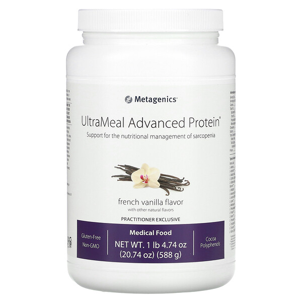UltraMeal Advanced Protein, Медицинское питание, французская ваниль, 1 фунт 4,74 унции (588 г) Metagenics