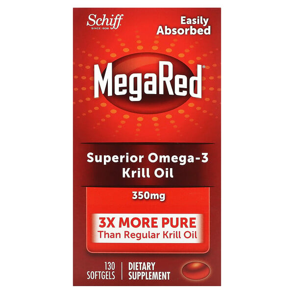 MegaRed, Улучшенное масло криля с омега-3, 350 мг, 130 мягких таблеток Schiff