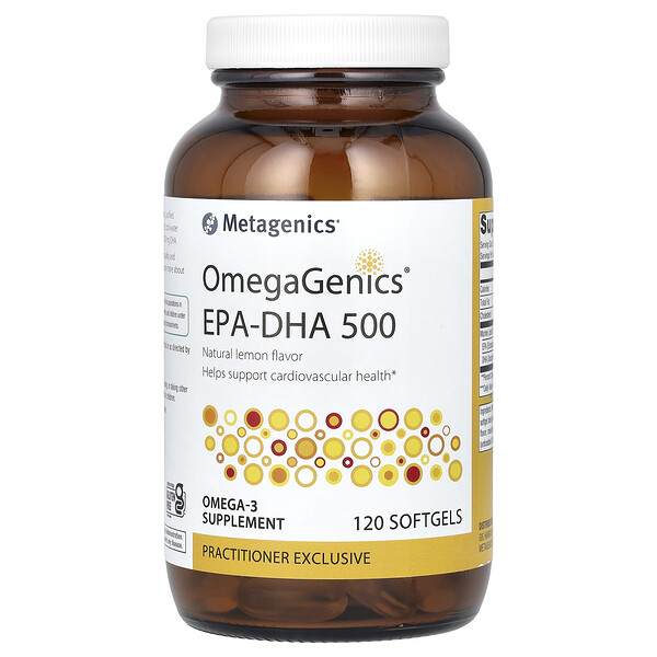 OmegaGenics, EPA-DHA 500, лимон, 120 мягких таблеток Metagenics