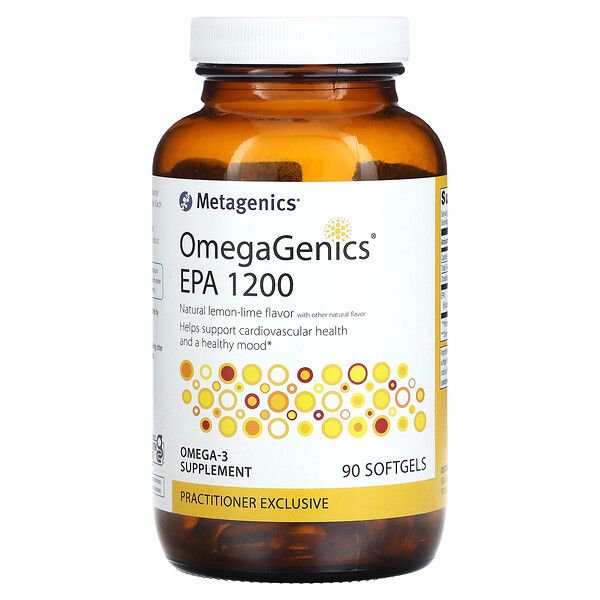 OmegaGenics EPA 1200, натуральный лимон и лайм, 90 мягких таблеток Metagenics