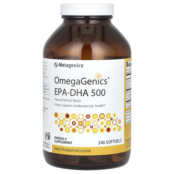 OmegaGenics, EPA-DHA 500, натуральный лимон, 240 мягких таблеток Metagenics
