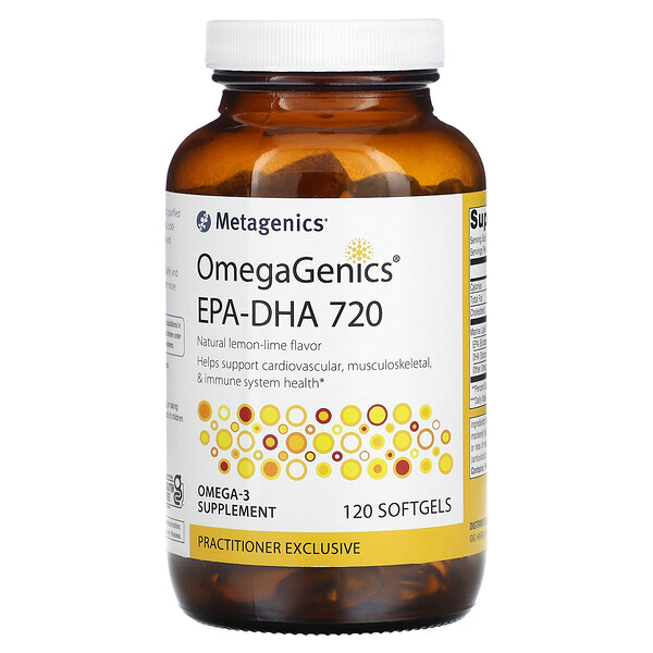 OmegaGenics, EPA-DHA 720, натуральный лимон и лайм, 120 мягких таблеток Metagenics