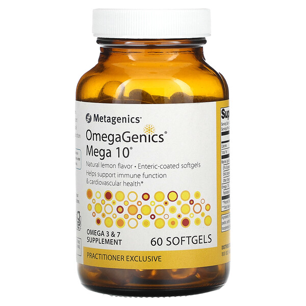 OmegaGenics Mega 10, Натуральный лимон, 60 мягких капсул - Metagenics Metagenics