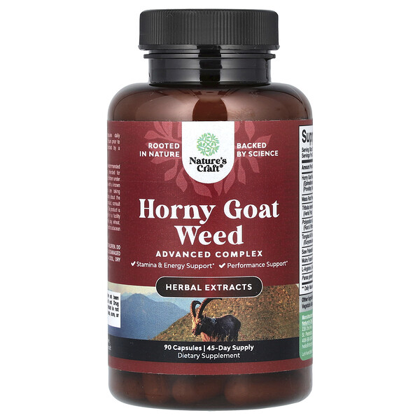 Horny Goat Weed, расширенный комплекс, 90 капсул Nature's Craft