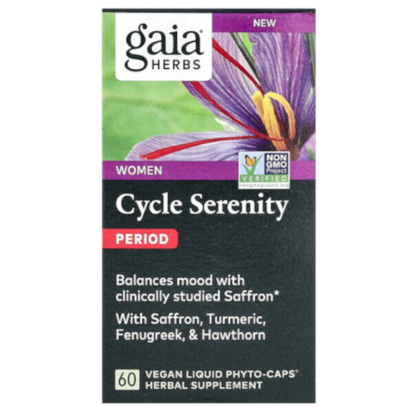 Women, Cycle Serenity, Period, 60 Vegan Liquid Phyto-Caps Gaia Herbs