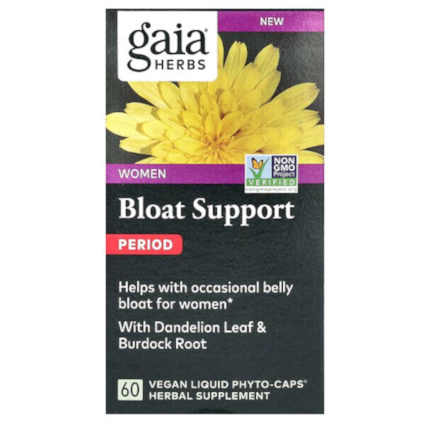 Женщины, Помощь при вздутии живота, менструация, 60 веганских жидких фитокапсул Gaia Herbs
