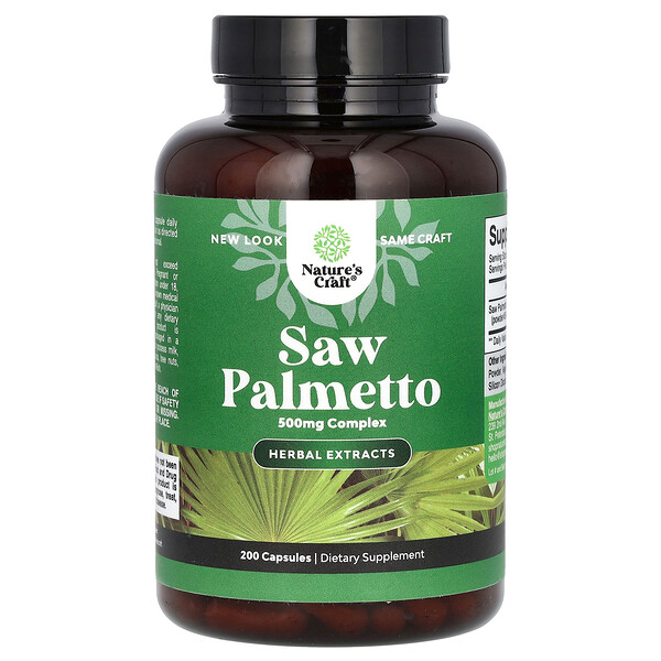 Пила Пальметто - 500 мг - 200 капсул - Nature's Craft Nature's Craft