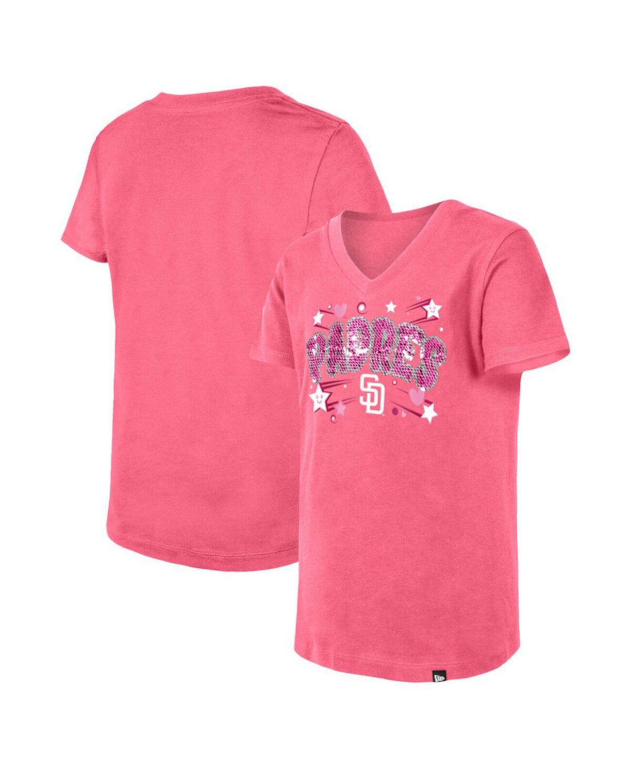 Розовая футболка с v-образным вырезом и пайетками Big Girls San Diego Padres New Era