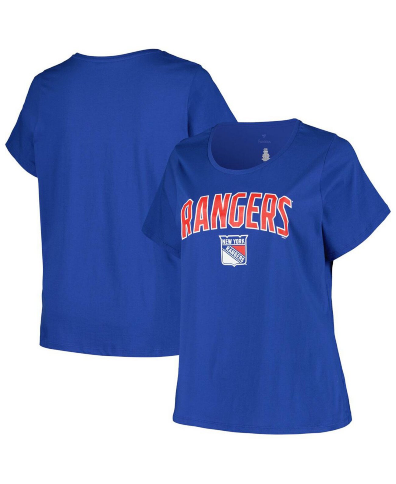 Женская синяя футболка с логотипом New York Rangers размера плюс Profile