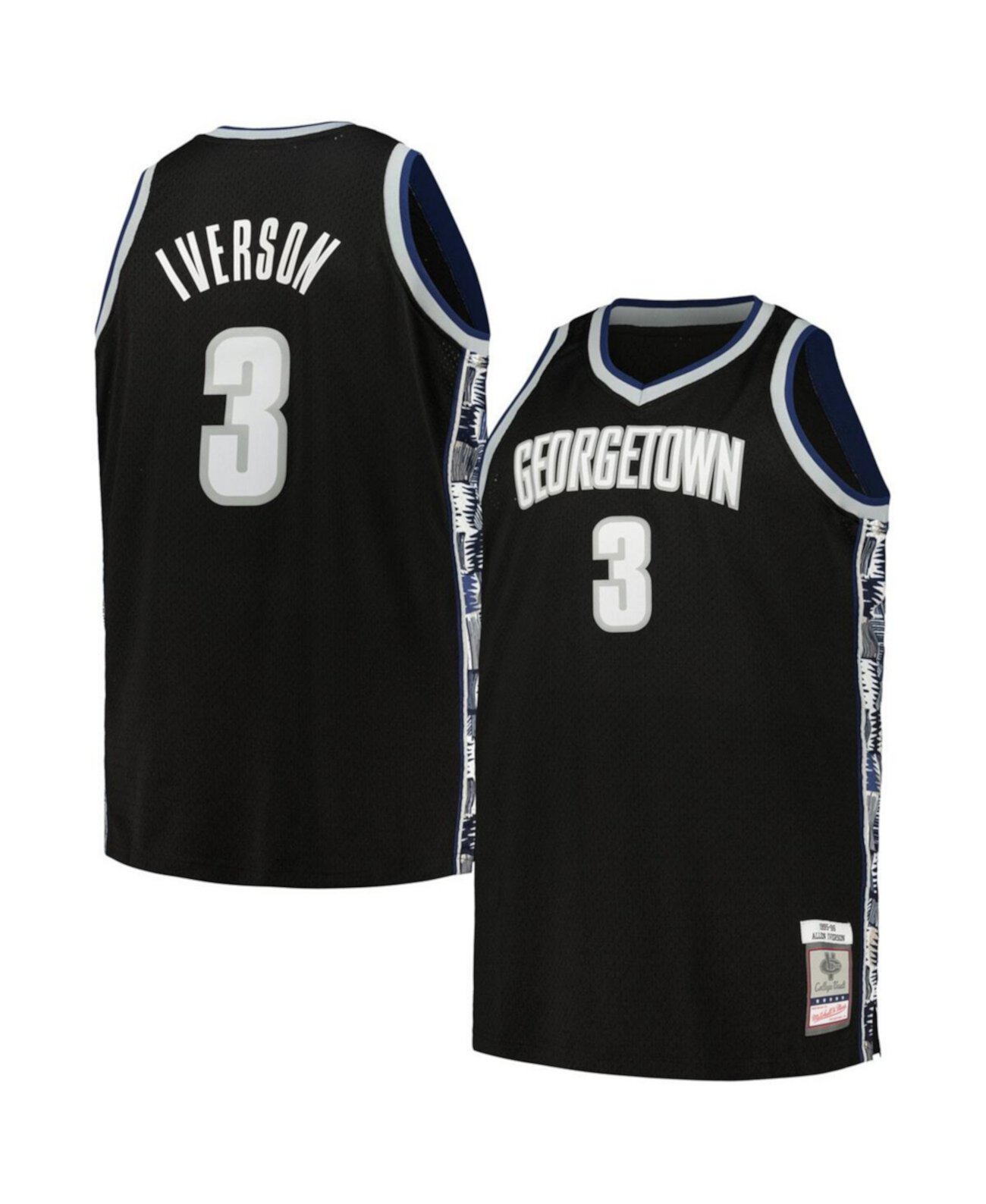 Мужская черная майка Allen Iverson Georgetown Hoyas 1995/96 Big and Tall Swingman Mitchell & Ness