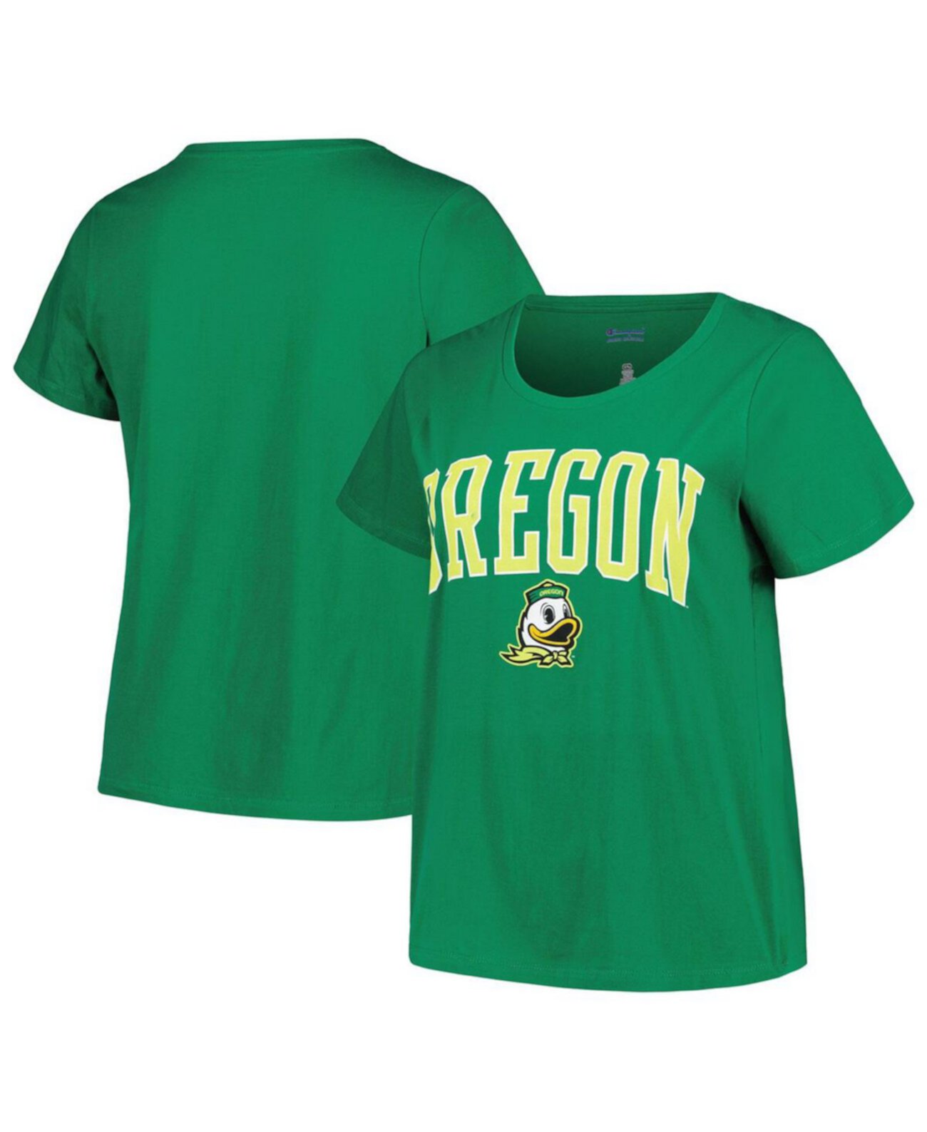 Женская зеленая футболка больших размеров с круглым вырезом и логотипом Oregon Ducks Profile