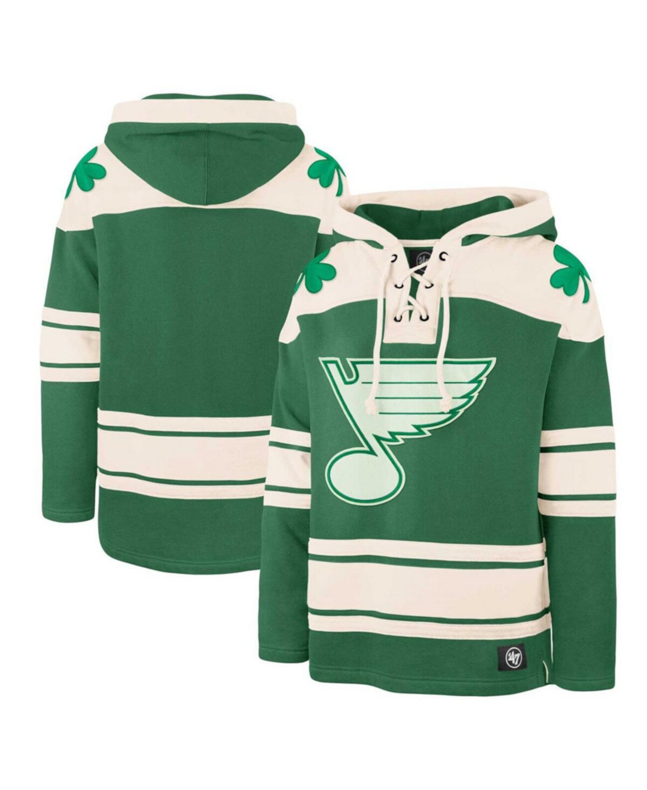 Мужской Пуловер '47 Brand Superior Lacer St. Louis Blues St. Patrick's Day '47 Brand