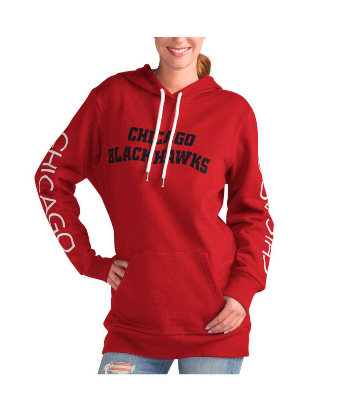 Женский красный пуловер с капюшоном Chicago Blackhawks Overtime G-III