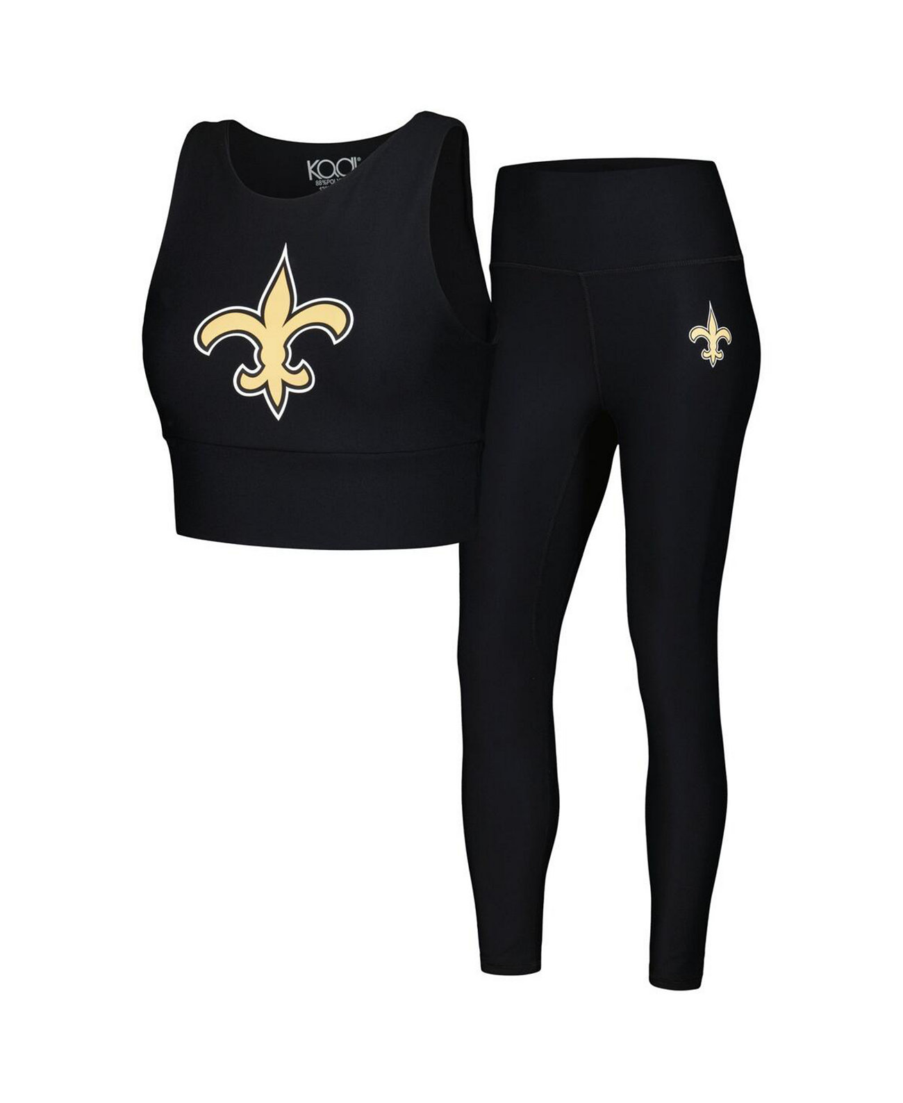 Женский черный комплект из леггинсов New Orleans Saints и бюстгальтера миди Kadi Brand