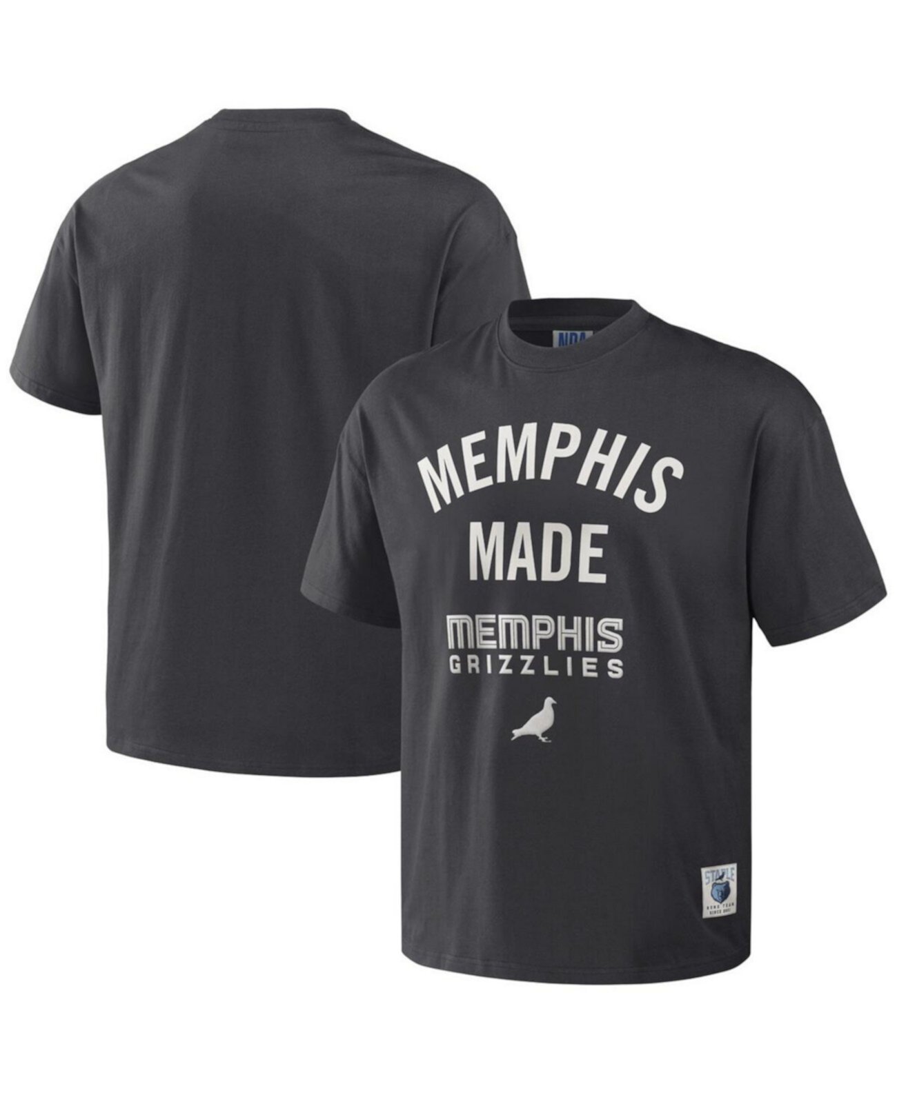 Мужская оверсайз футболка из тяжелого хлопка NBA x Anthracite Memphis Grizzlies Staple