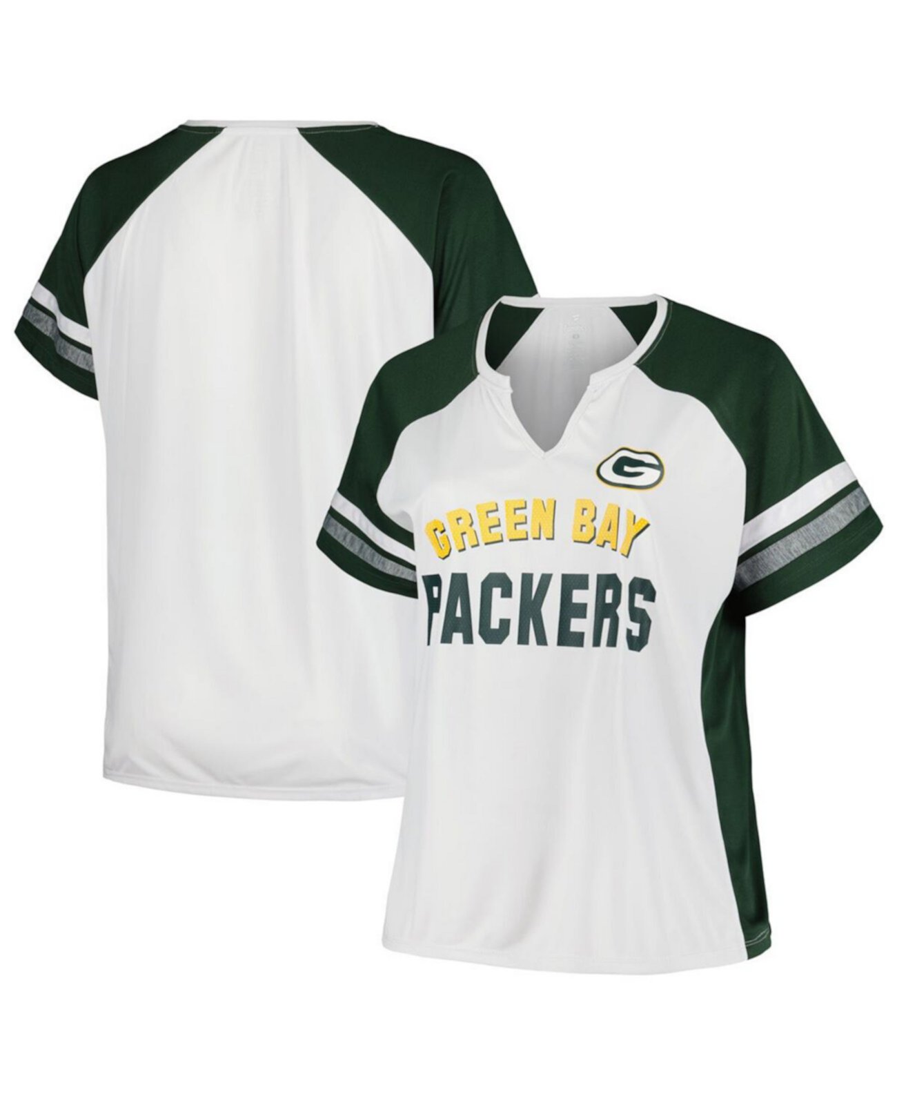 Женская белая, зеленая футболка Green Bay Packers больших размеров с цветными блоками Fanatics