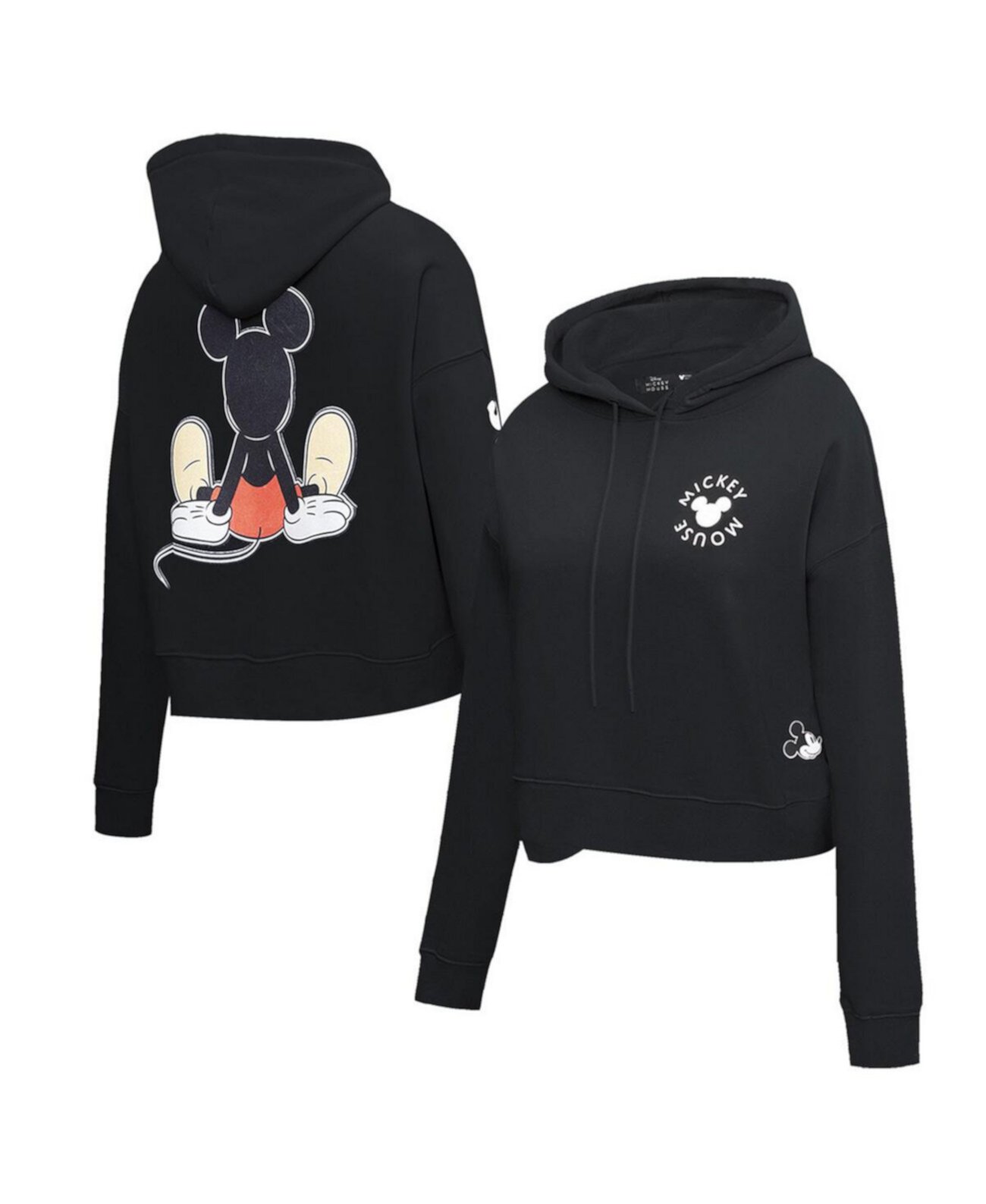 Женский укороченный пуловер с капюшоном черного цвета с Микки Маусом Happiness Freeze Max