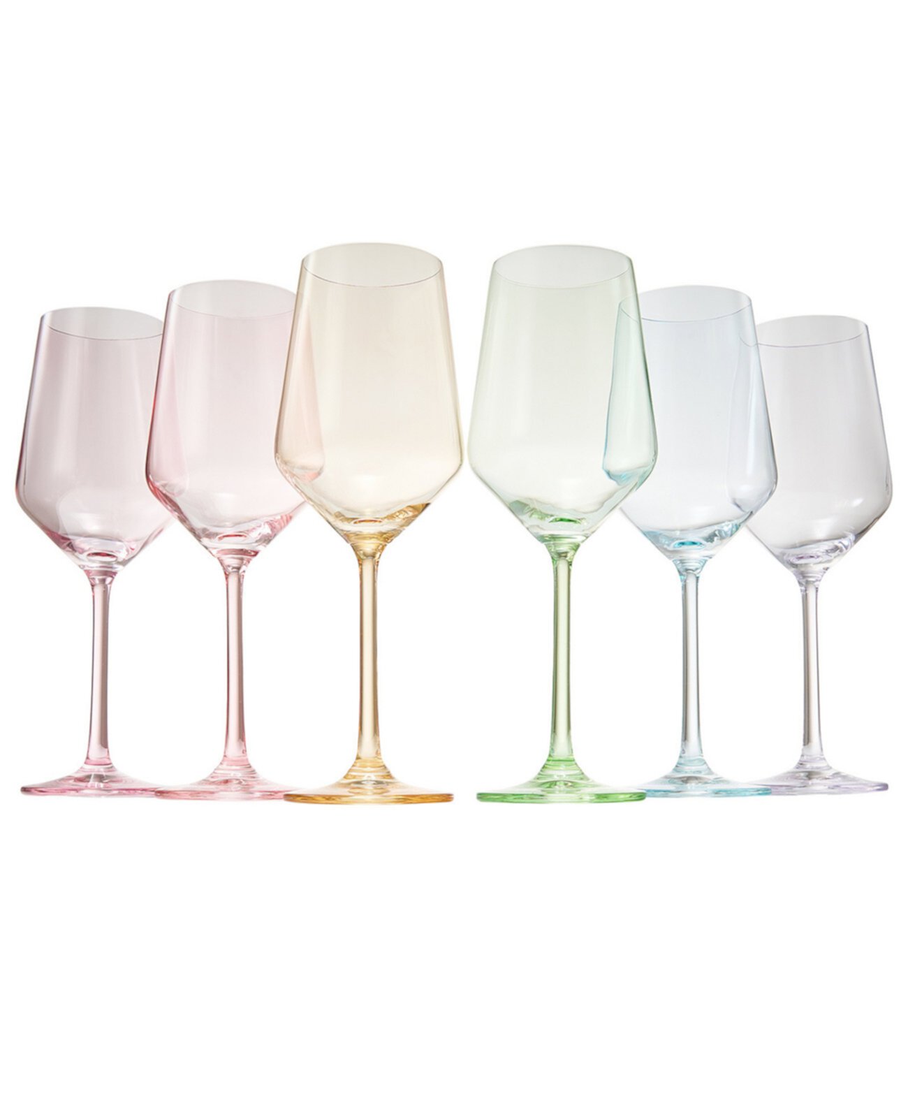 Цветные бокалы для вина, разноцветные, набор из 6 шт., 12 унций The Wine Savant