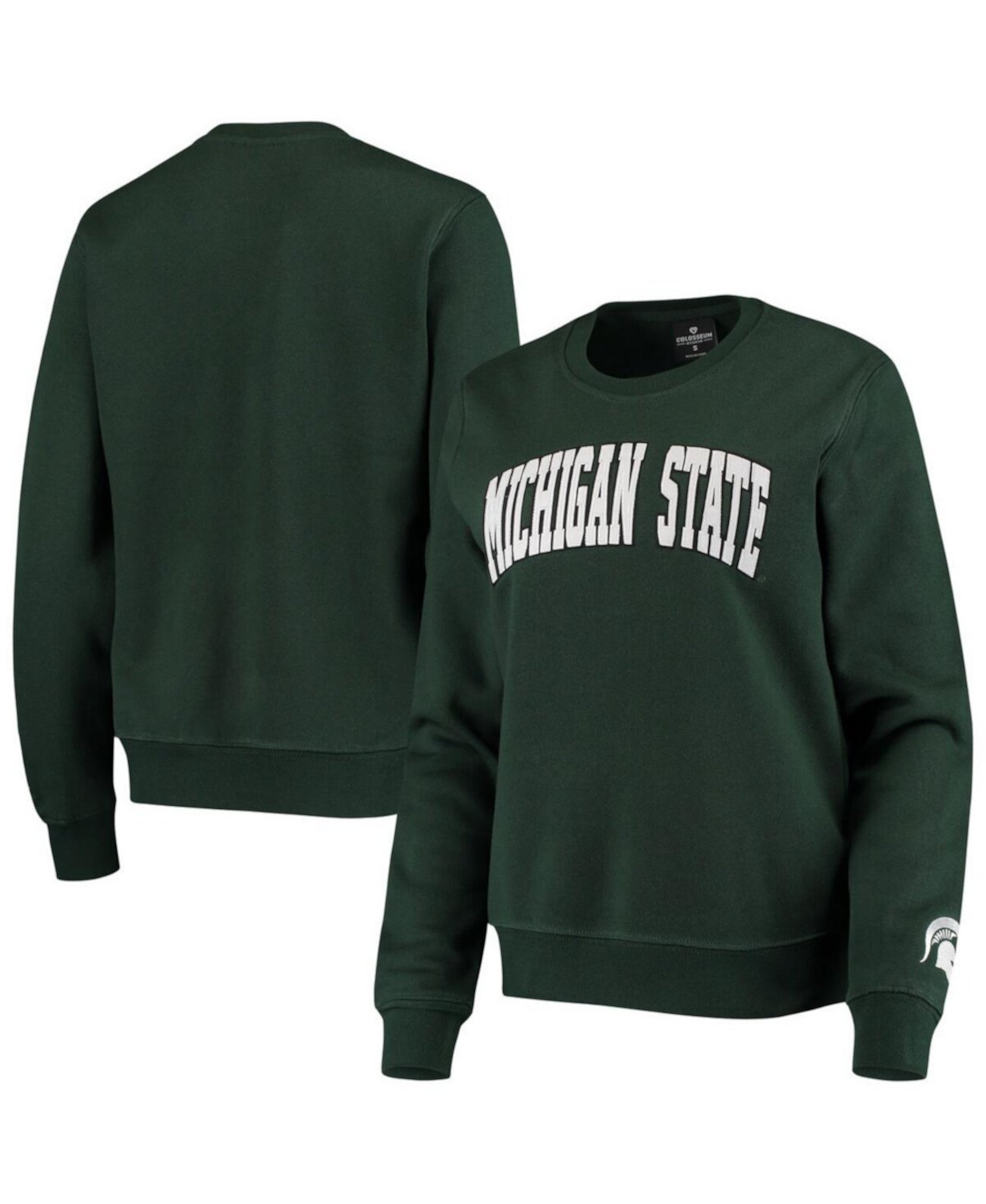 Зеленый женский пуловер-свитшот Michigan State Spartans Campanile Colosseum