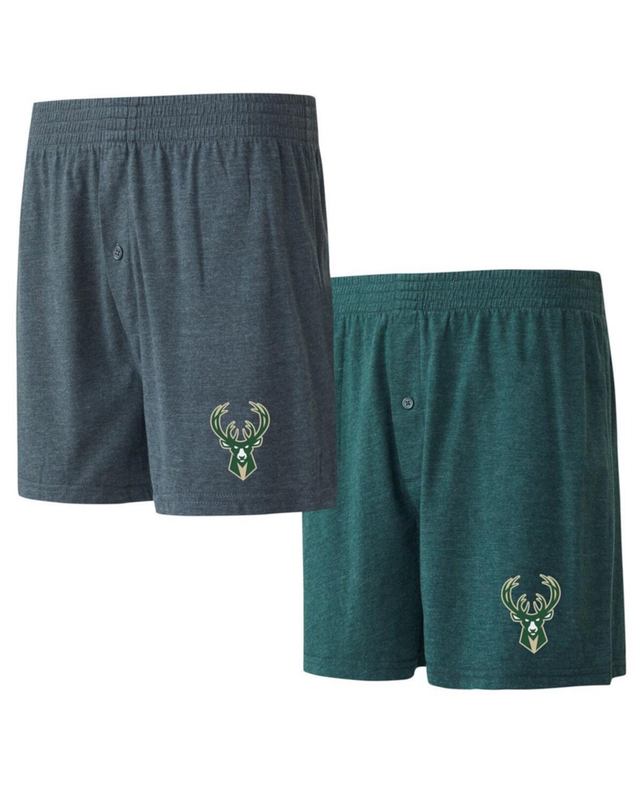 Мужской комплект из двух комплектов боксеров джерси Hunter Green, Charcoal Milwaukee Bucks Concepts Sport