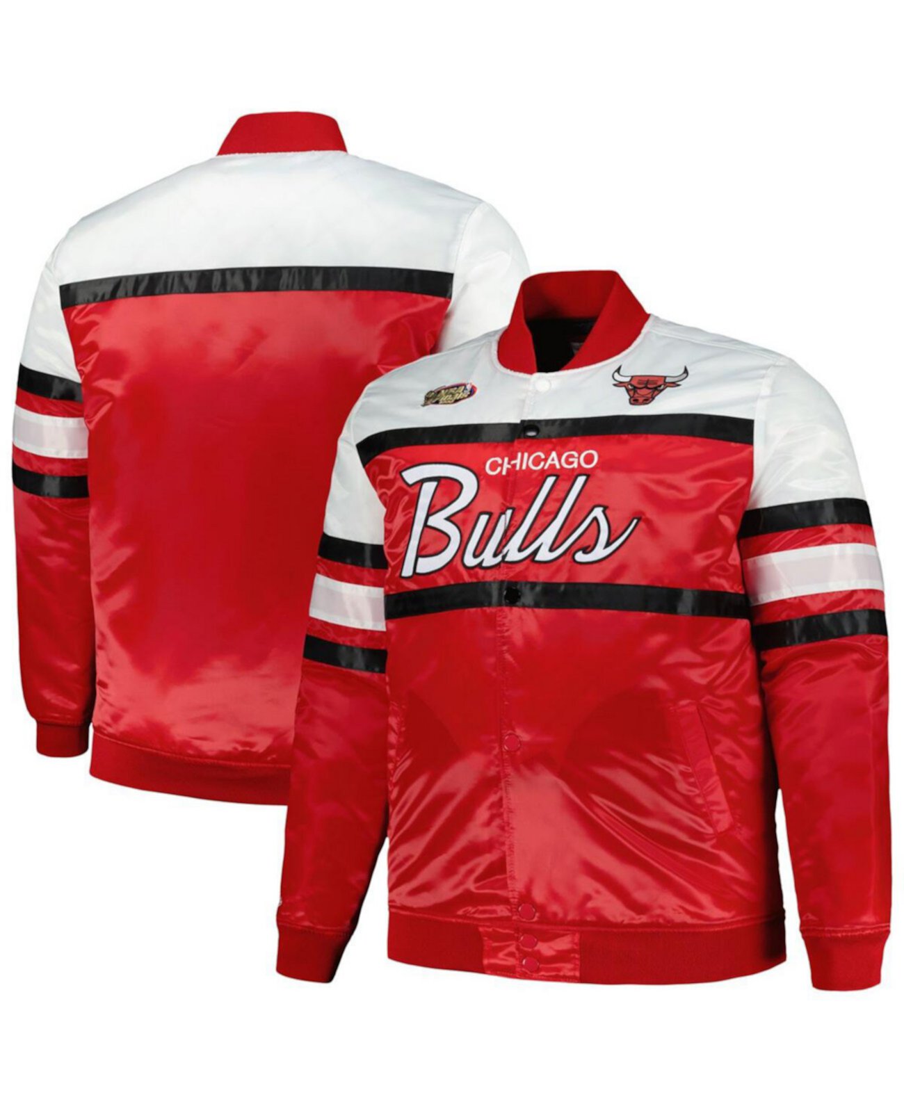 Мужская Куртка Mitchell & Ness Chicago Bulls Big and Tall Heavyweight Full-Snap Satin Mitchell & Ness