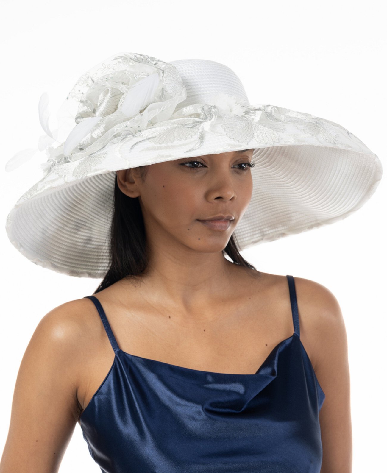 Женская нарядная шляпа с объемным цветочным узором BELLISSIMA