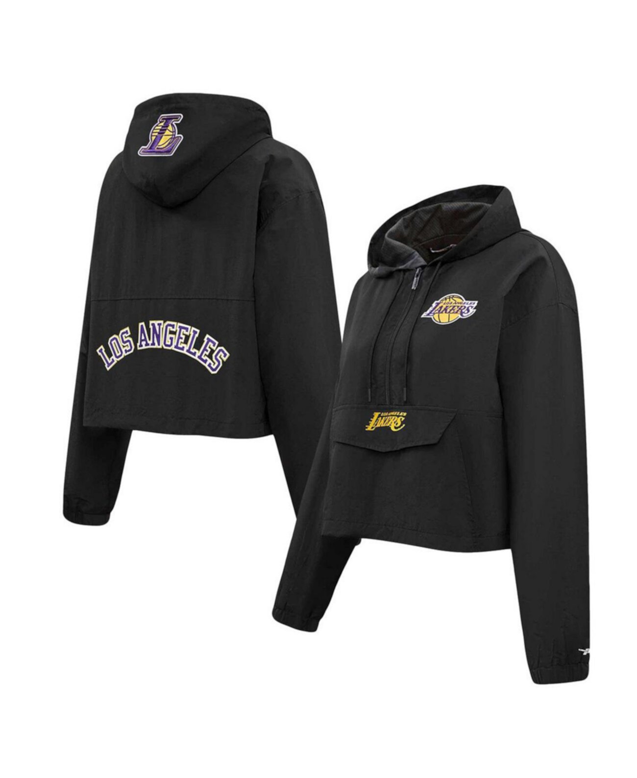 Черная женская укороченная куртка с молнией до половины длины из ветровой ткани Los Angeles Lakers Pro Standard