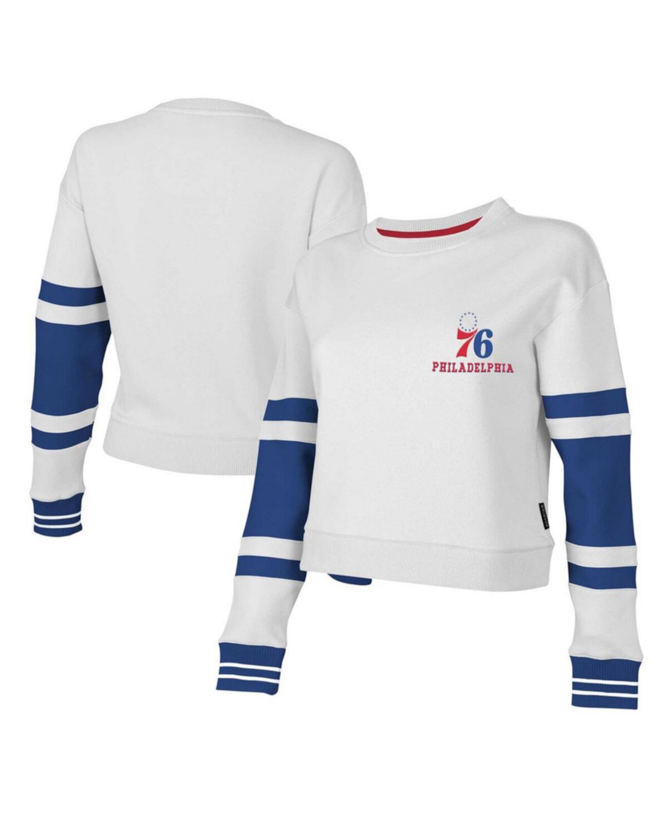 Женский укороченный пуловер белого цвета Philadelphia 76ers Scrimmage Stadium Essentials