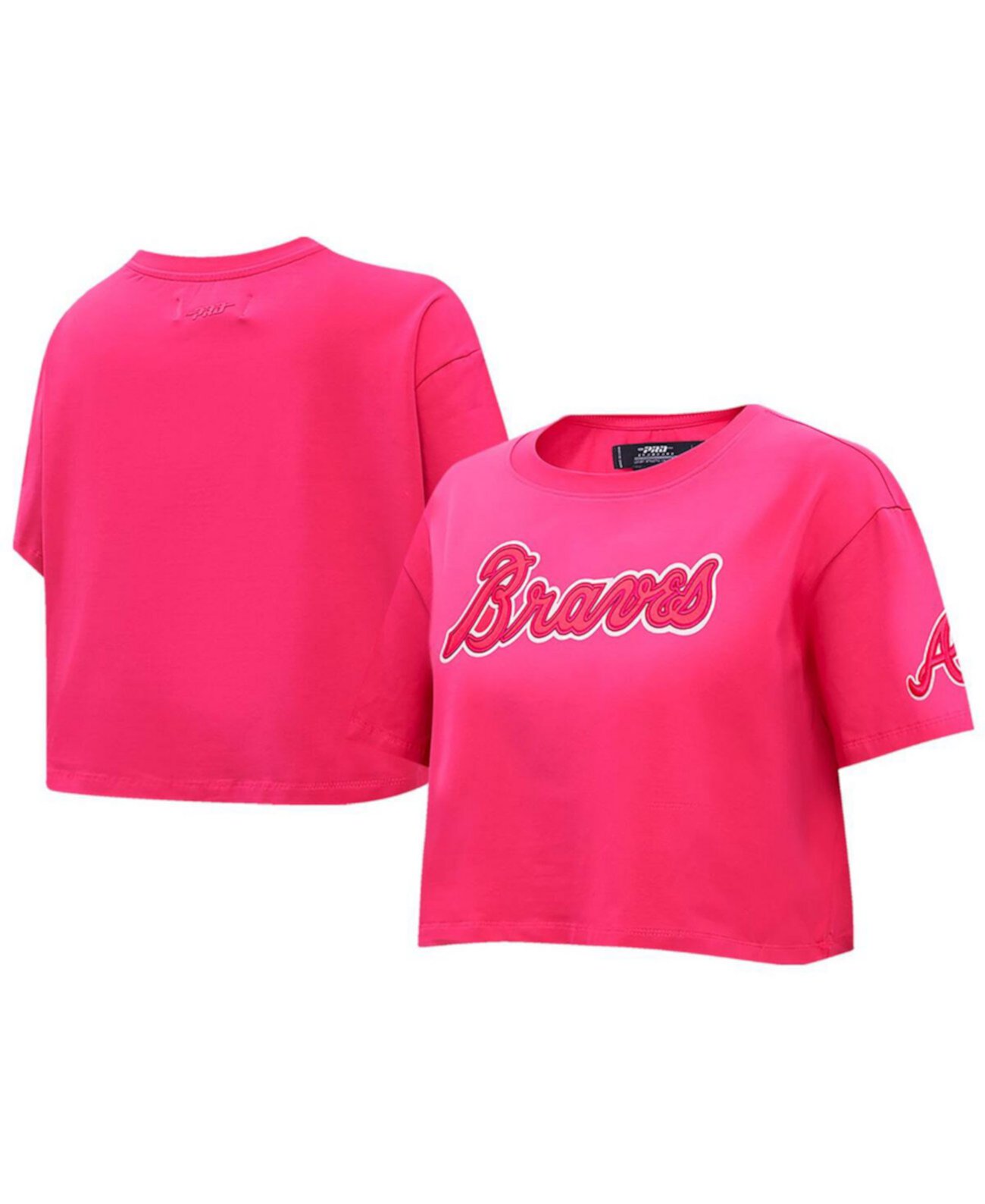 Розовая женская укороченная футболка тройного розового цвета Atlanta Braves Pro Standard