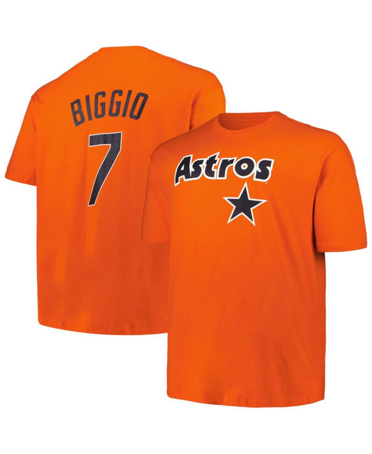 Мужская футболка Craig Biggio Orange Houston Astros Big and Tall Cooperstown Collection с именем и номером игрока Profile