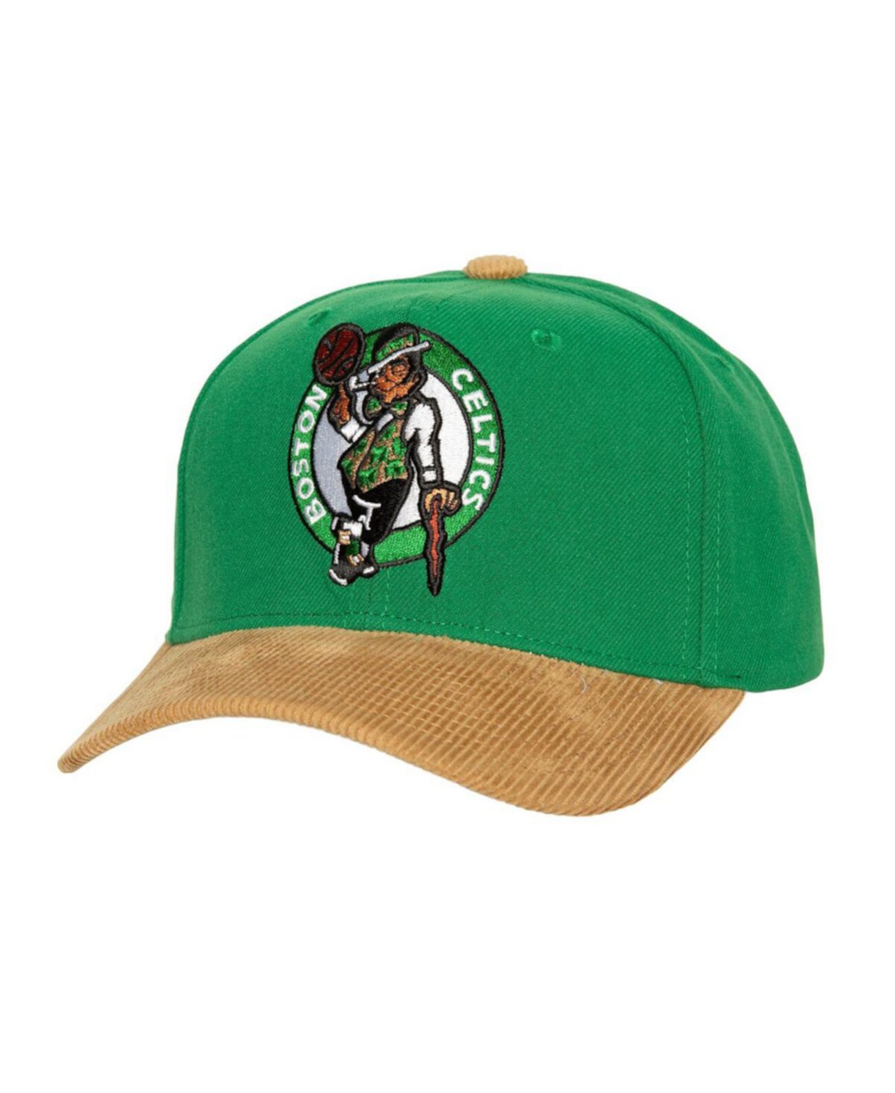 Мужская вельветовая шляпа Kelly Green с регулируемой короной и потертостями Boston Celtics Pro Crown Mitchell & Ness
