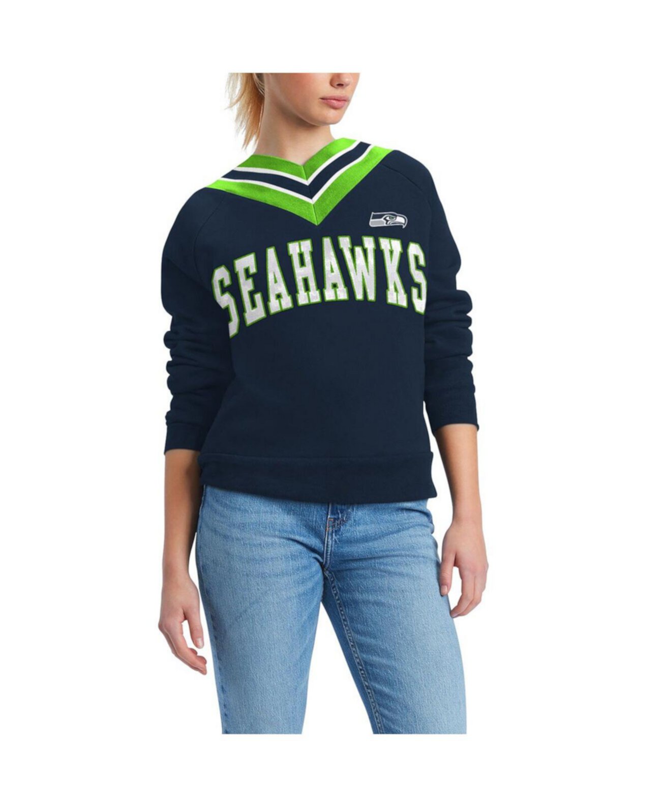 Женский свитер с V-образным вырезом Tommy Hilfiger Seattle Seahawks Heidi Tommy Hilfiger