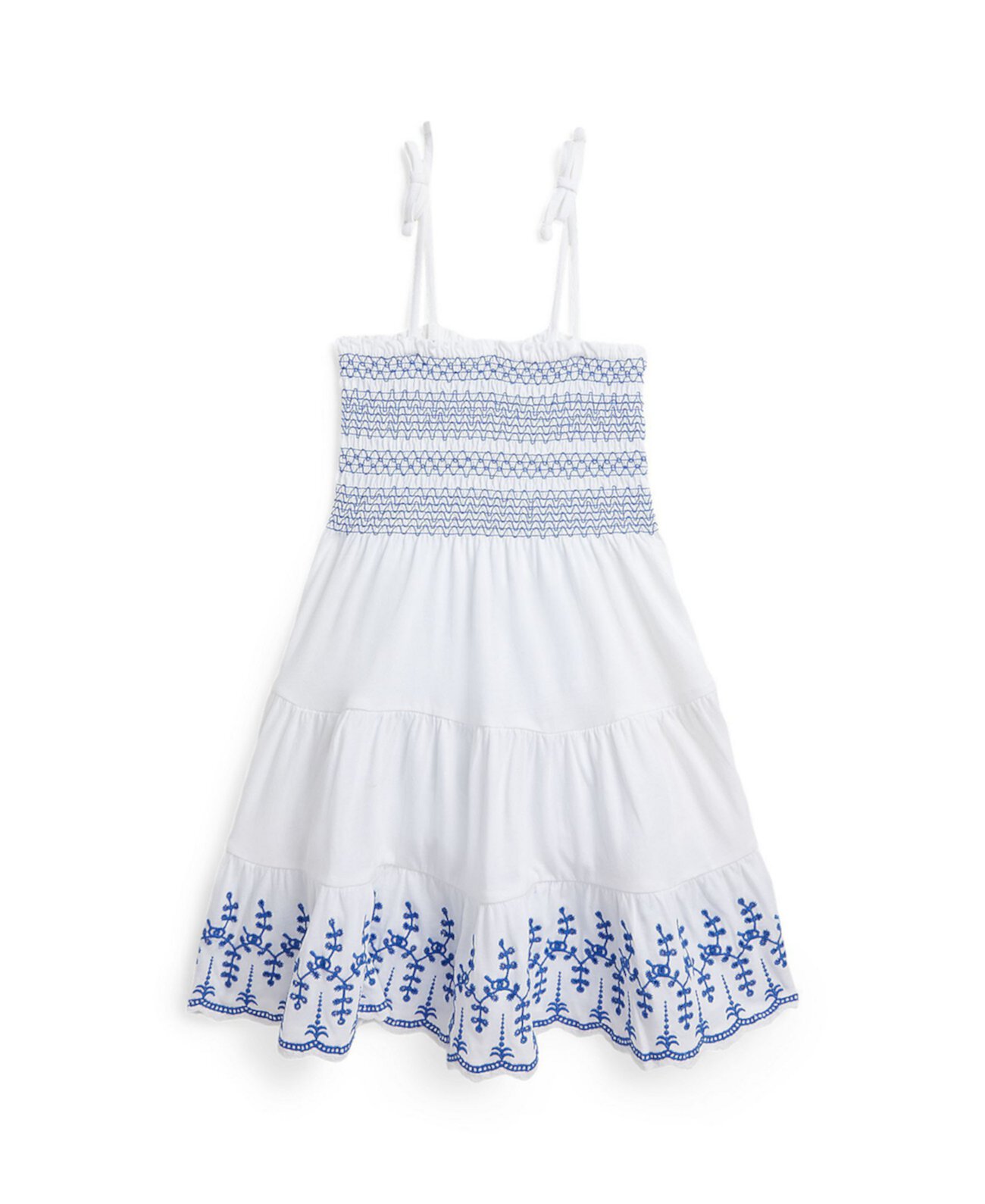 Платье из хлопкового трикотажа с присборенными люверсами для малышей и маленьких девочек Polo Ralph Lauren