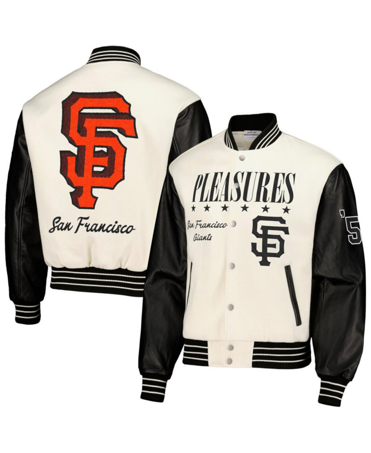 Мужская белая университетская куртка с полной застежкой San Francisco Giants PLEASURES