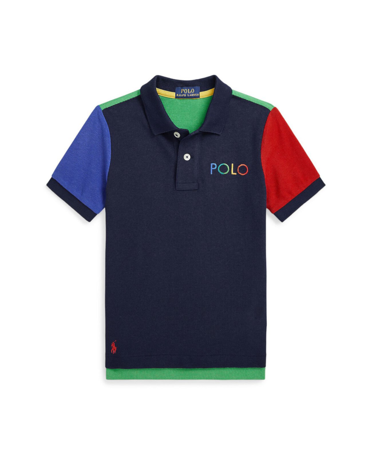 Рубашка-поло из сетки с цветными блоками и омбре-логотипом для малышей и маленьких мальчиков Polo Ralph Lauren