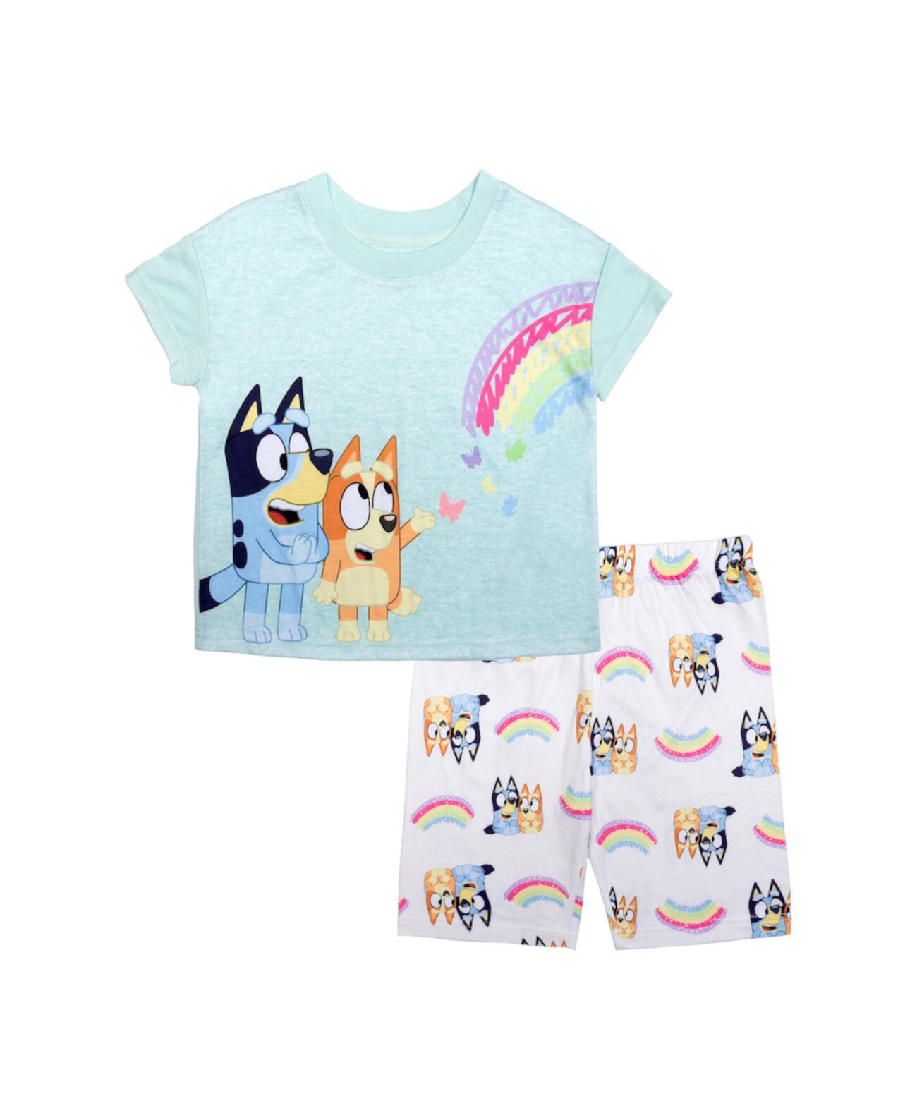 Пижамный комплект из 2 предметов в байкерских шортах для маленьких девочек Bluey