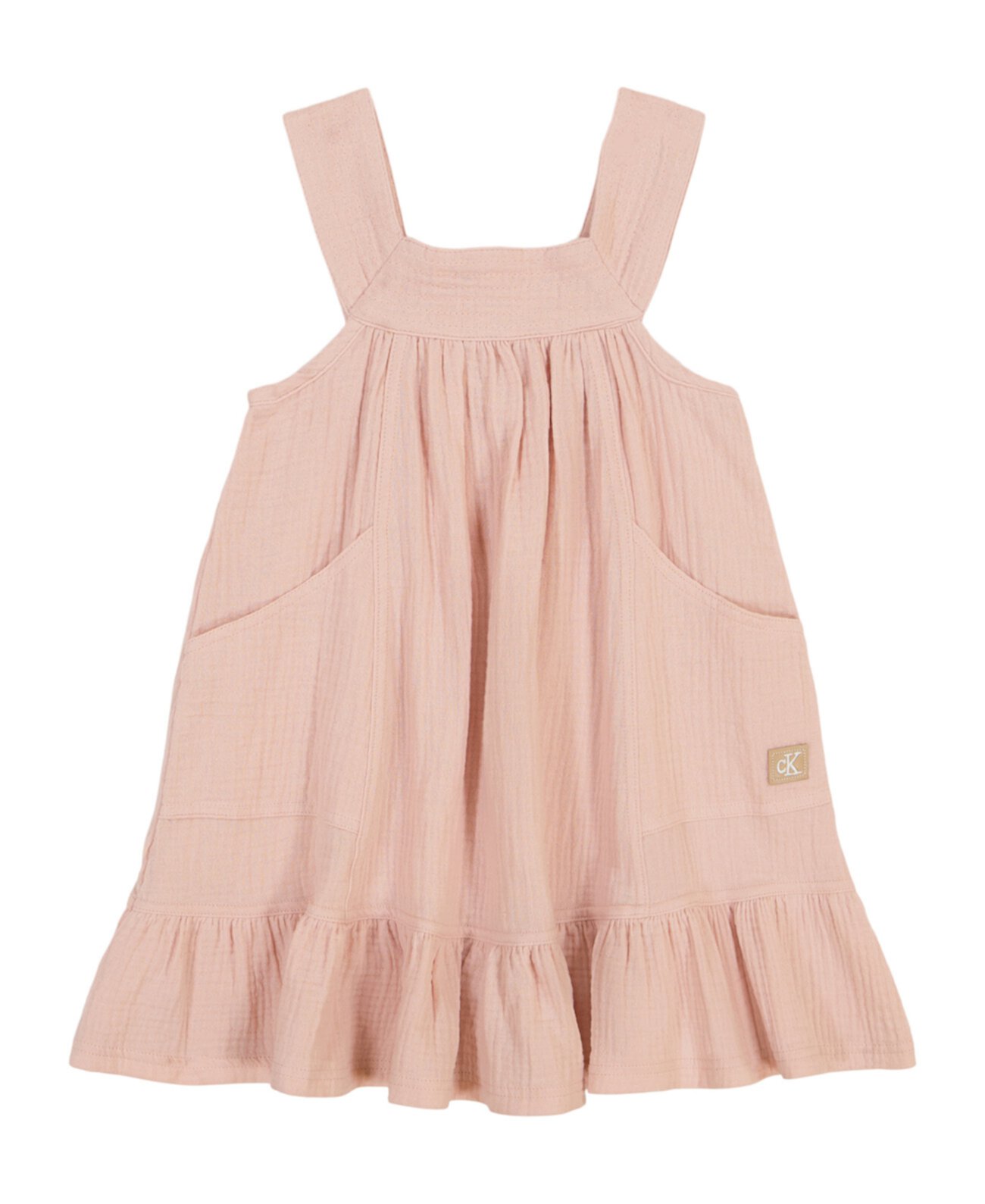 Сплошное многоярусное платье трапециевидной формы из муслина для маленьких девочек Calvin Klein