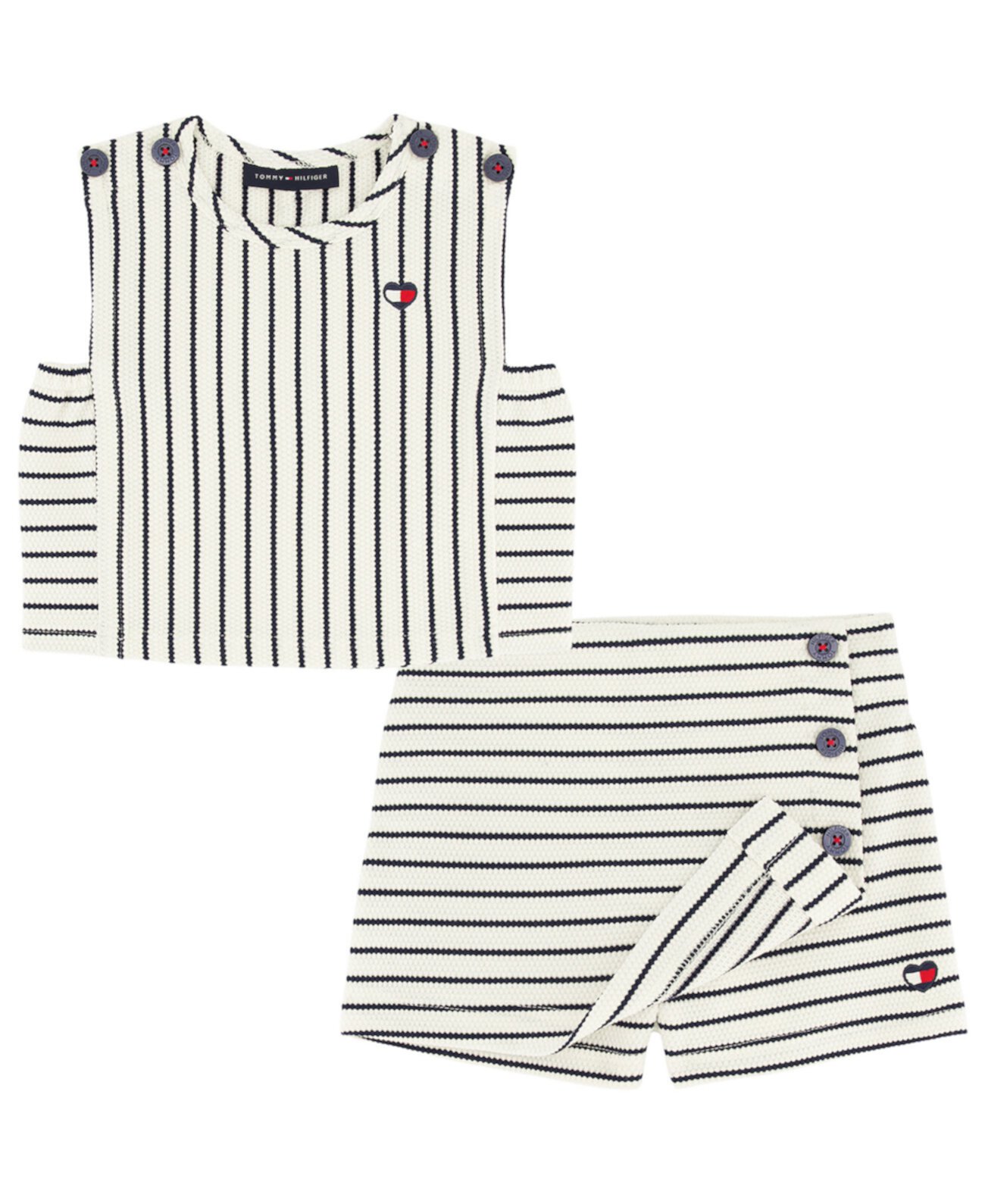 Эластичные трикотажные шорты в полоску для маленьких девочек, комплект из 2 предметов Tommy Hilfiger